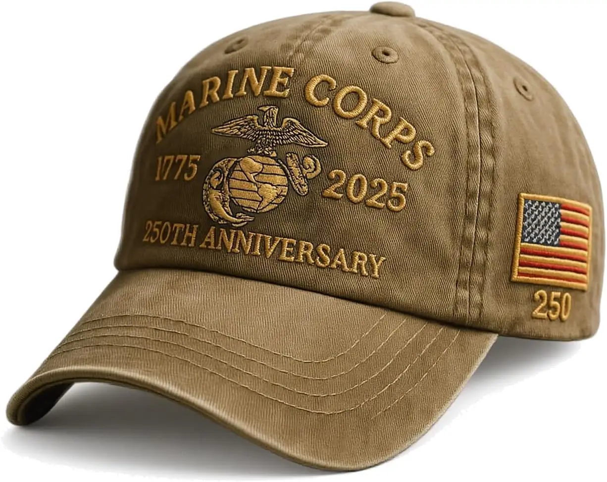 

Marine Corps 250th Anniversary Baseball Cap for Men, Adjustable Retro Marine Veteran Cap, for Veterans