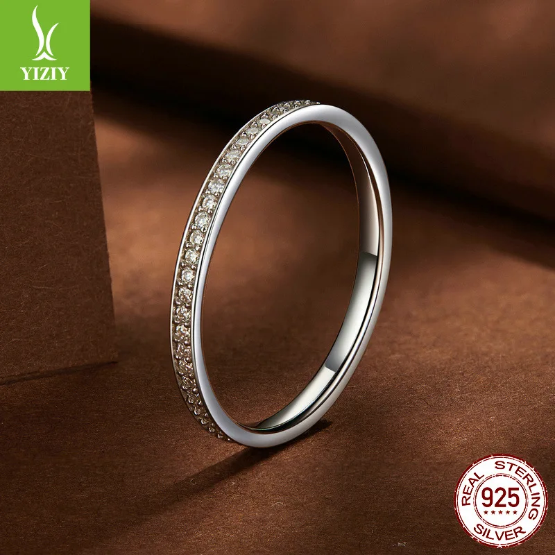 

TS 925 Sterling Silver Moissanite Pave Ring 18k White Gold Plated Half Eternity Band Hypoallergenic Fine Jewelry for Women