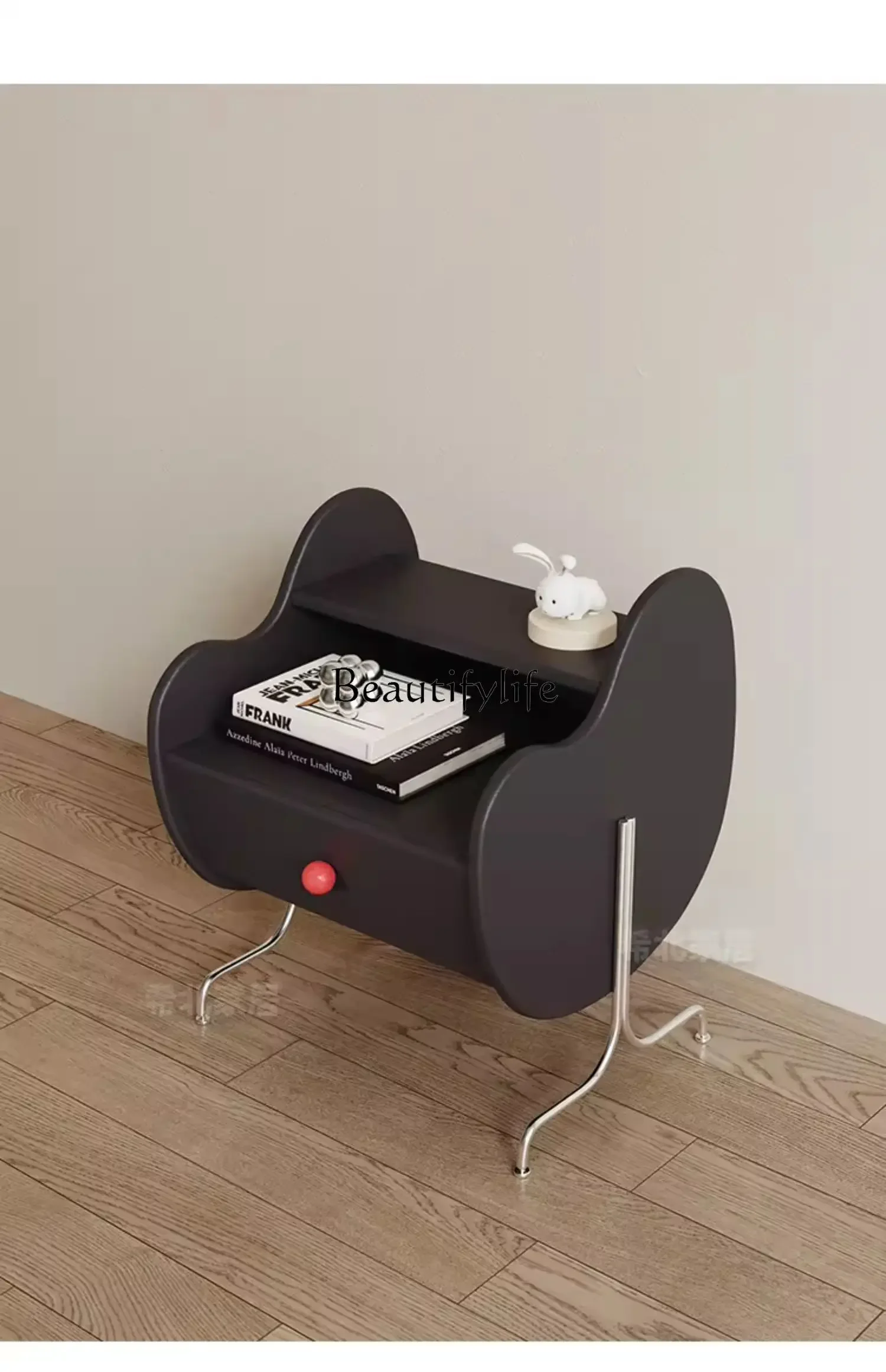 

Whole house furniture Creative Solid Wood Bedside Table Light Luxury High-Grade Black Mid-Ancient Modern Simple Designer Side Ta