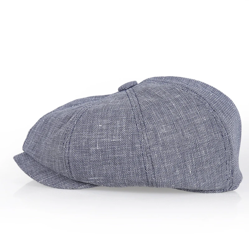 Spring Summer Retro Beret Hats Wild Casual Dad Hats Unisex Octagonal Cap New Linen Blue Casual Newsboy Hat for Men Women BJM111