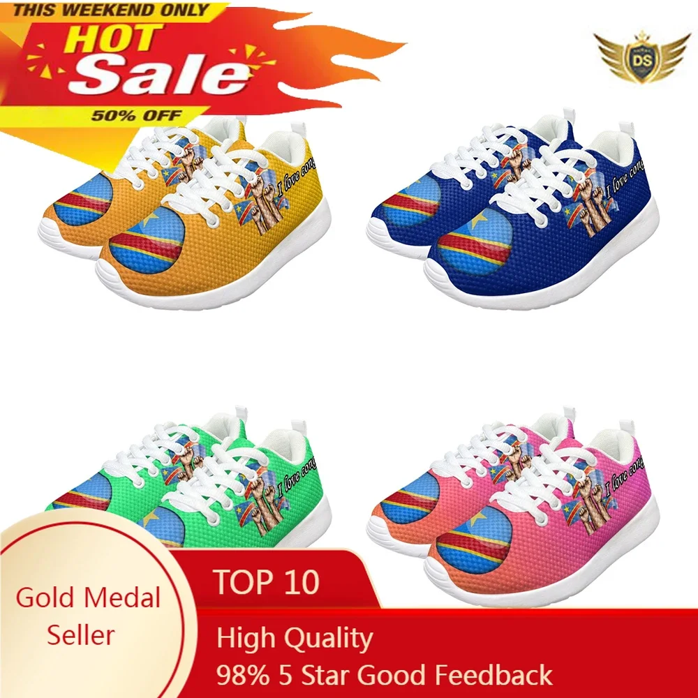 

Congo Flag Design Printing Childrens Running Sports Shoes Round Toe Sapato Infantil Para Menina Sneakers Кроссовки Holiday Gift