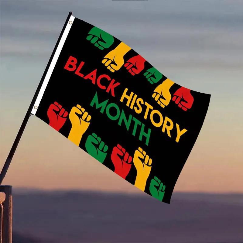 Black History Month Flag United Fist Graphic Durable Outdoor Polyester Yard Decoration
