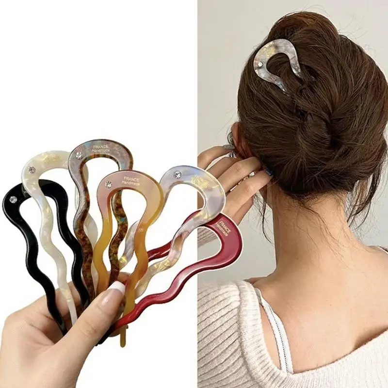 Hair Pin Twist Hair Stick Hair Clip U-Shaped Hairpin Vintage Tortoise Women Hair Bun Pin Headwear style Clip Accessories