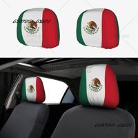 Mexican Flag Car Headrest Cover 2pcs Universal Car Headrest Protector Soft Breathable Fit Most Cars Sedan Van Vehicles