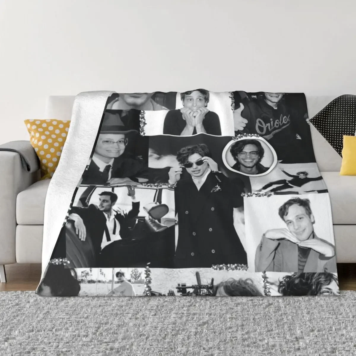 Matthew Gray Gubler Collage b&w Throw Blanket Luxury St blankets and throws Blankets