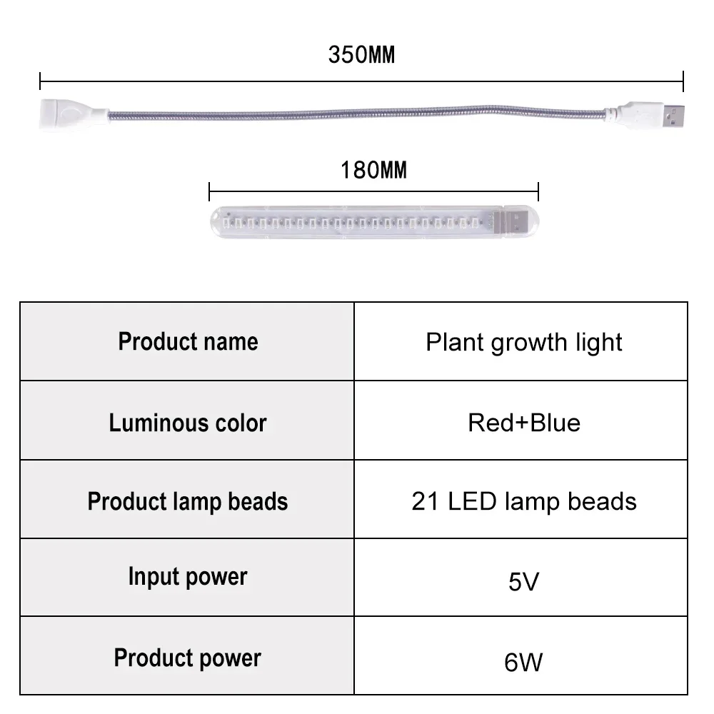 Lampada per la crescita a LED USB 5V Lampada per la crescita delle piante completa Lampada per piante da interno Piantina di fiori Serra Fitolampy