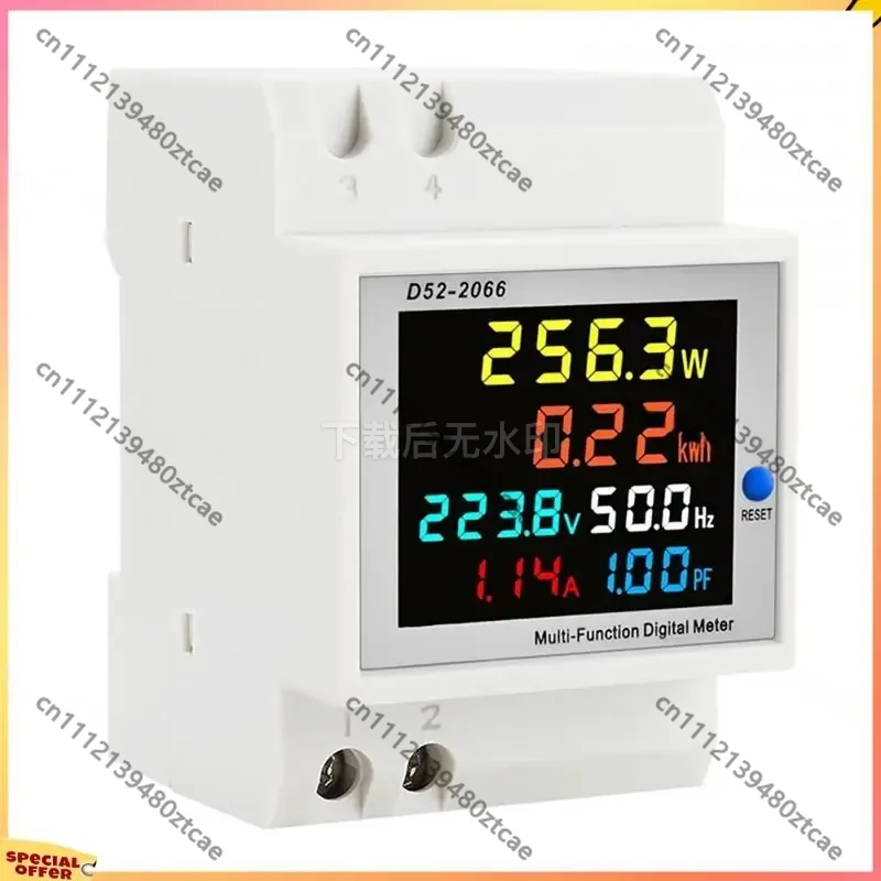 Digital Single Phase Energy Meter Tester, AC 40V-300V 100A Power Usage Monitor Frequency Power Factor Meter