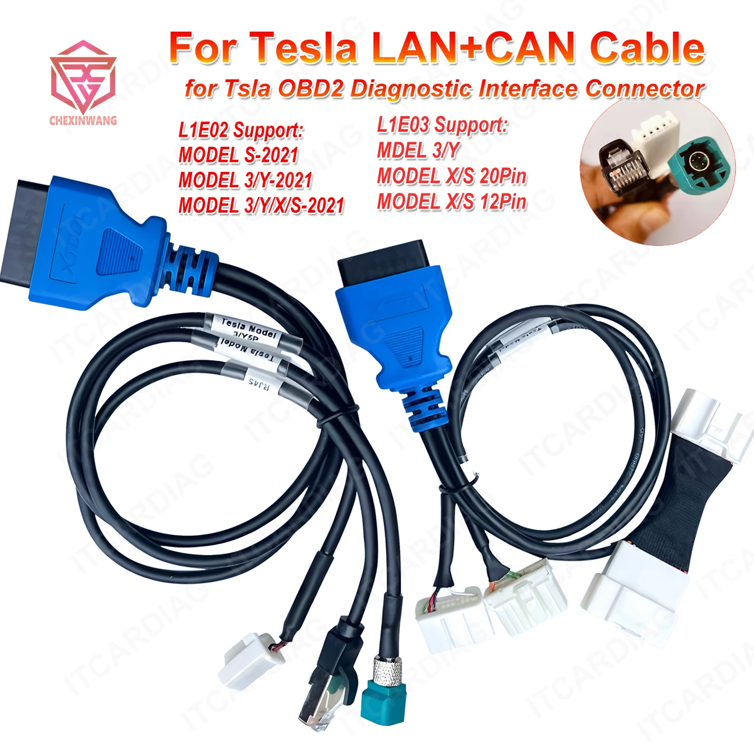 

For TESLA LAN + CAN Diagnostic Cable New Energy for Tesla OBD2 Diagnostic Interface for 2021 Model 3/Y/X/S