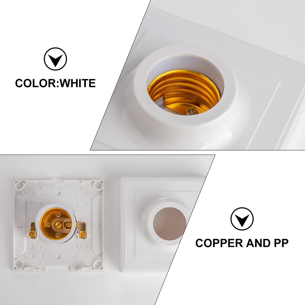 

5pcs LED Lamp Holder E27 Socket Light Bulb Accessories Flat White Vintage Elegant Durable Kitchen Bedroom Bar Restaurant