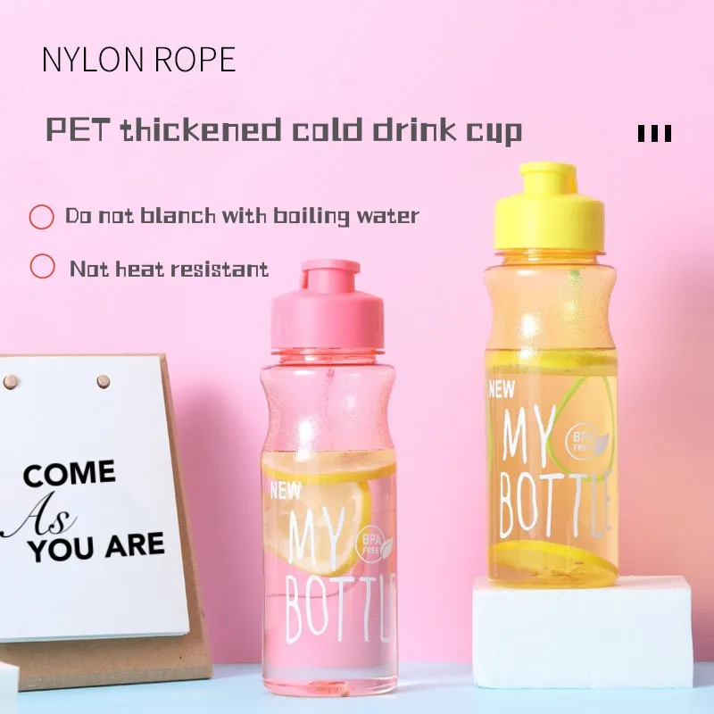 600ml Outdoor Large-capacity Cup Sports Water Bottle Portable Color Transparent Water Cup High Quality Bottle Plastic Cup Gift