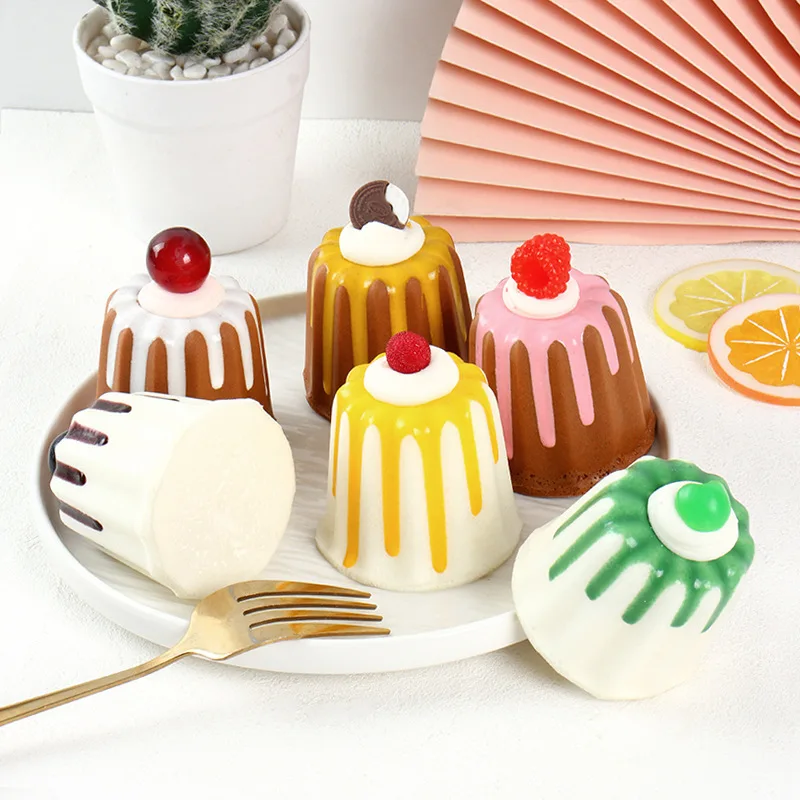 1PC Fruit Cake Model Fake Food Decoration Photography Props Simulation Cake Model Tea Table Decoration Pinch Decompression Toys
