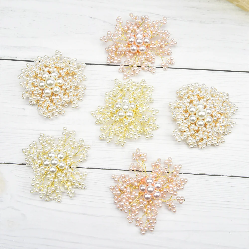 

Beige Pearl Flower Sew On Patches High-Heeled Shoes Decorative Clothing Corsage Applique Accessories Diy Bridal Headwear Jewelry
