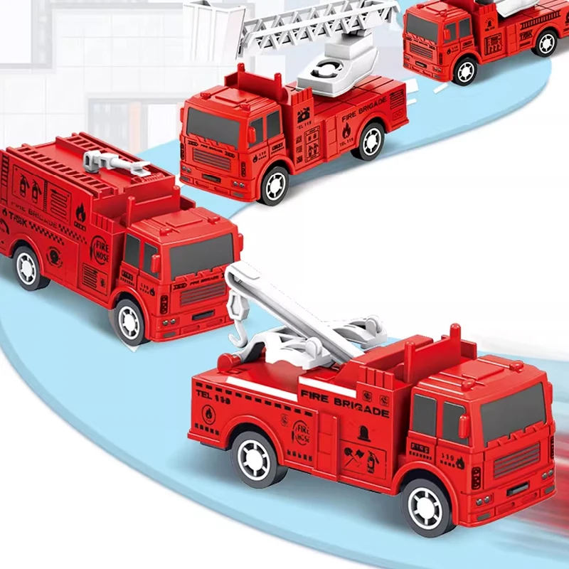 1Pcs Mini Pull Back Toy Cars Random Style, 4 Types Fire Truck Ladder Vehicle Toys for Children Gifts