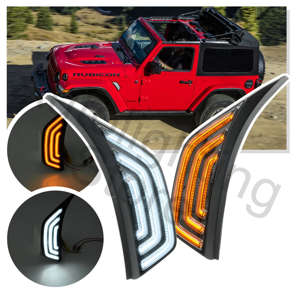 

2X swichback Dual color Turn Signal Lights Parking light For Jeep Wrangler JL Gladiator JT 2018-2023 DRL Daytime running light