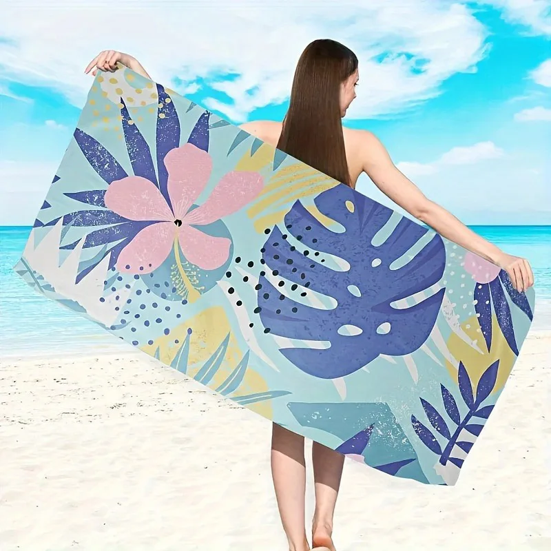 Floral & Tropical Beach Towel Patterned Sunscreen And Windproof Suitable For Swimming Pool Camping Travel Blanket