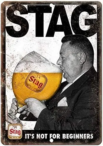 Wisesign Stag Beer Not for Beginners Retro Ad Metal Tin Signs es, Plaque Poster Bar Pub Home Wall Decor Art