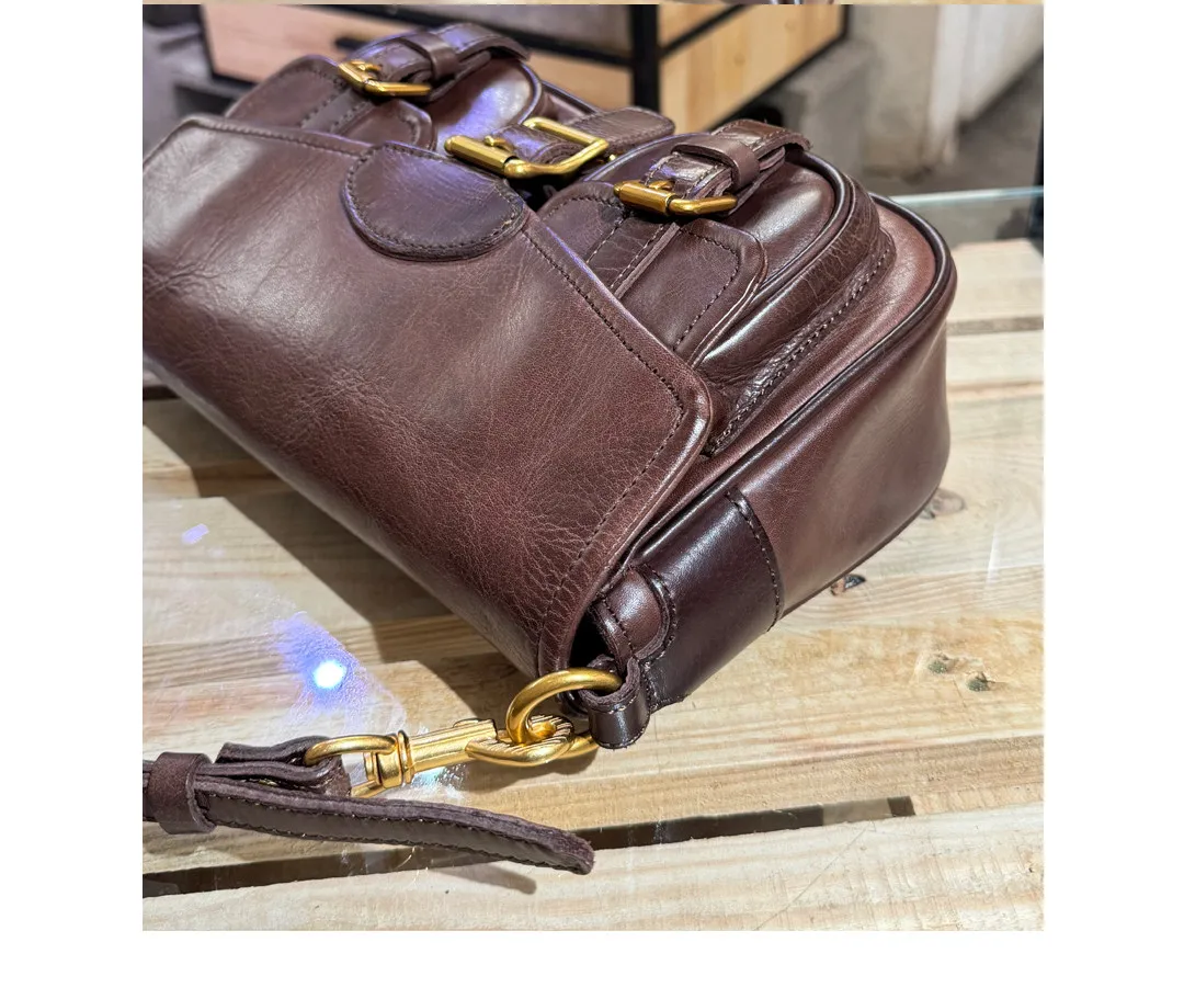 PNDME Mode Vintage Hochwertige Echtleder Damen Schultertasche Casual Reise Party Handgefertigte Rindsleder Umhängetasche – Detail 9