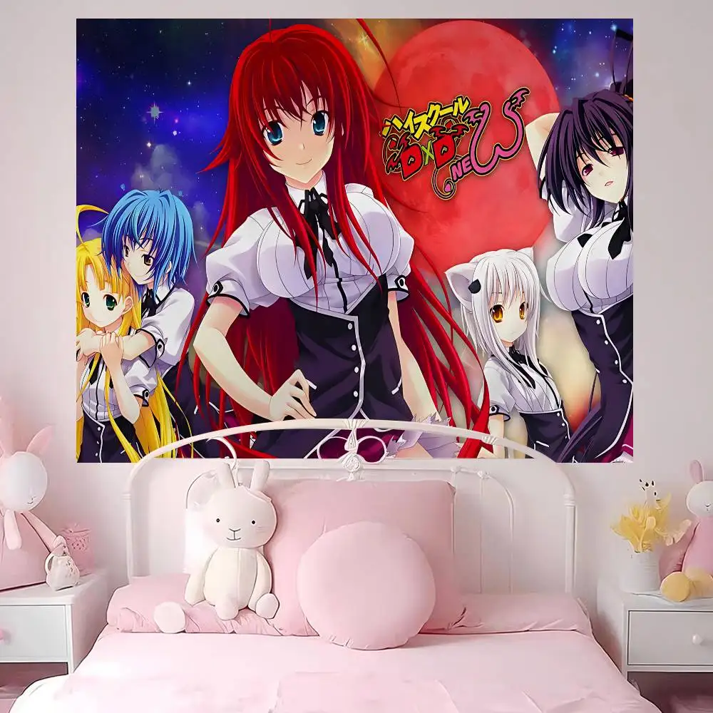 H-High S-School DxD Anime Hanging Bohemian Tapestry Hanging Tarot Hippie Wall Rugs Dorm Japanese Tapestry