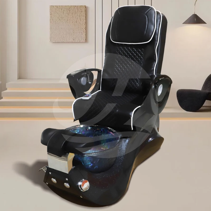 Massage Table,High End Luxury Nail Salon Furniture Black Foot Spa Chair Pedicure Chairs With Massage Pedicure Armrest Chair
