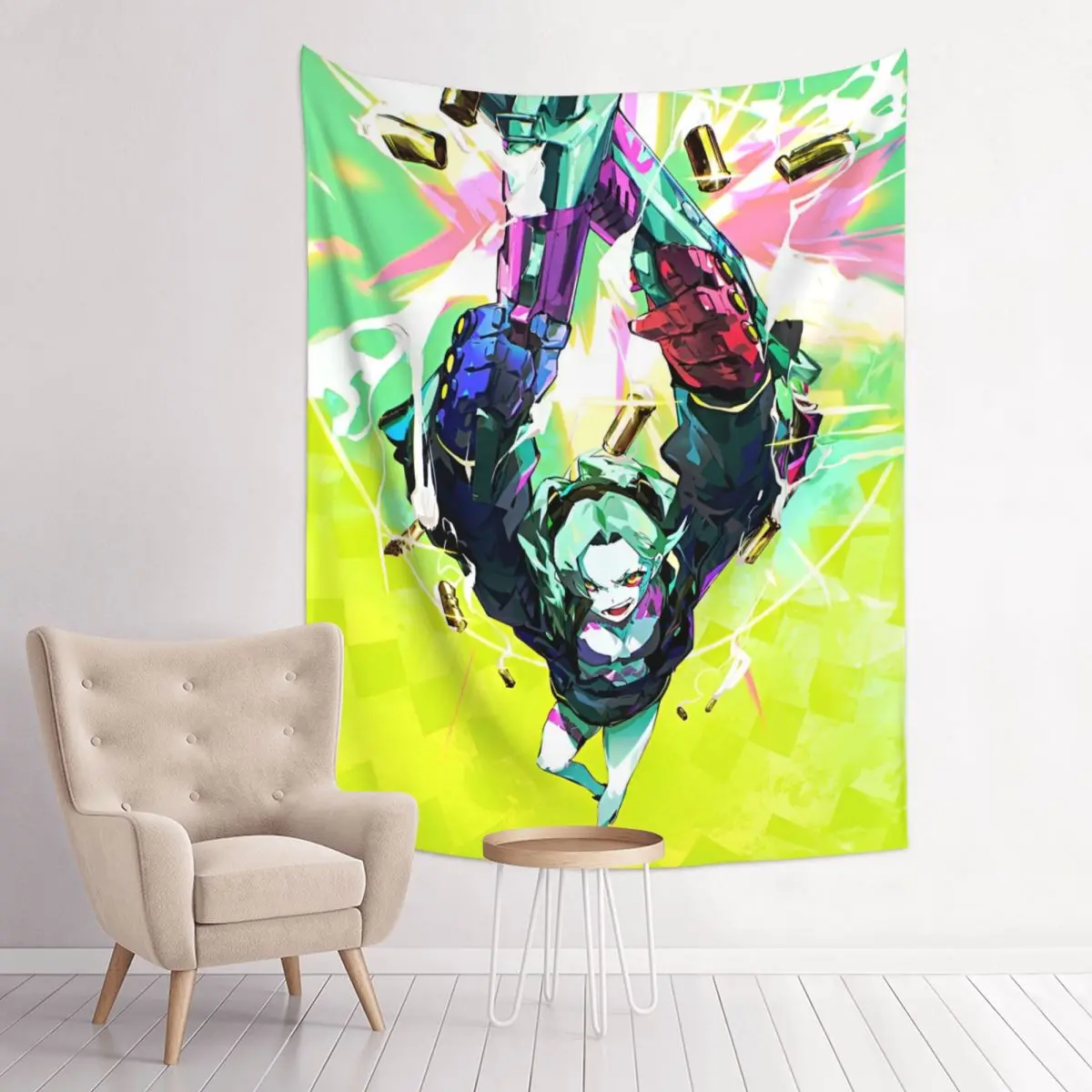 Rebecca Cyberpunk Edgerunners Anime Wandteppich – Wandbehang Wanddekoration Tischdecke Hexerei Wanddecke für Wohnzimmer