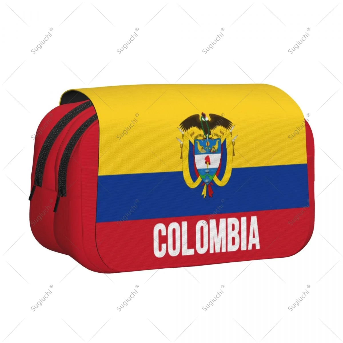 Pencil Case Scissors Bags 3D Colombia Flag Double-layer Oxford Cloth Stationery Storage Pen Box Case
