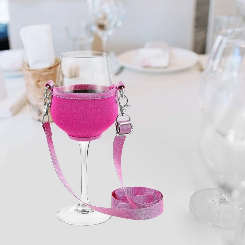 5PCS Adjustable Wine Glass Lanyards Neoprene Sleeve Insulator Holder Necklace Dropshipping