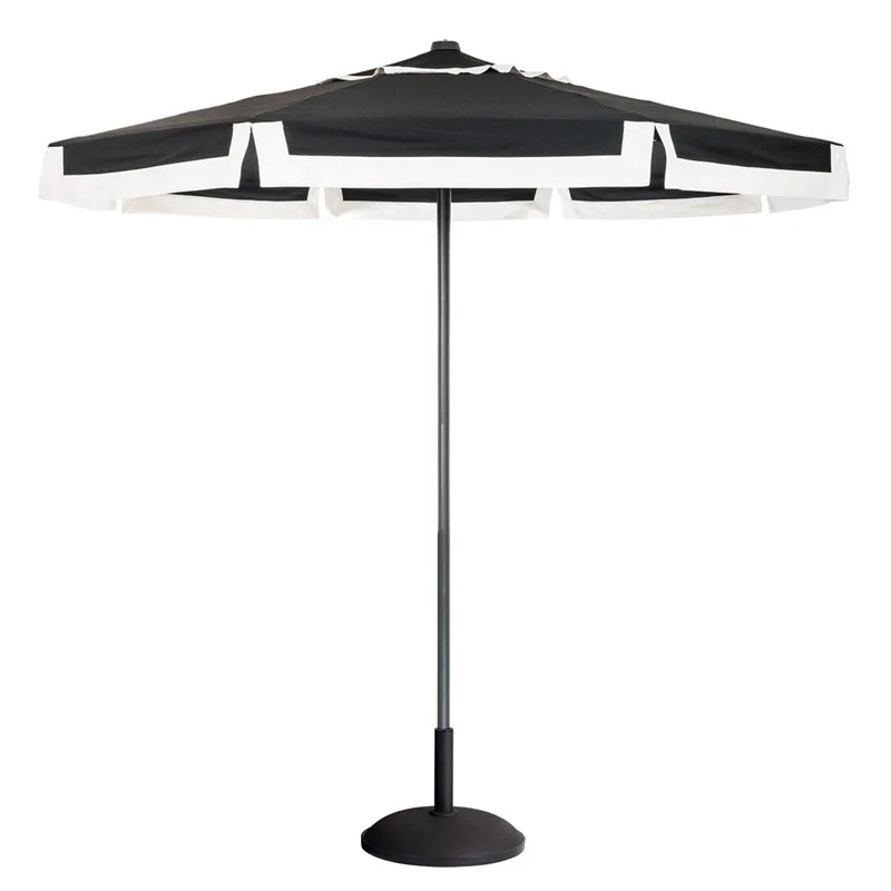 Outdoor parasol Round courtyard Terrace Cafe Outdoor black splicing Vertical edge Medium antique 2.7m sun umbrella
