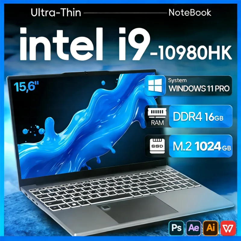 15.6" Windows 11 Pro Laptops  Intel Core i9-10980hk 16GB RAM 1TB SSD Office Gamer  Study notebook Computer PC