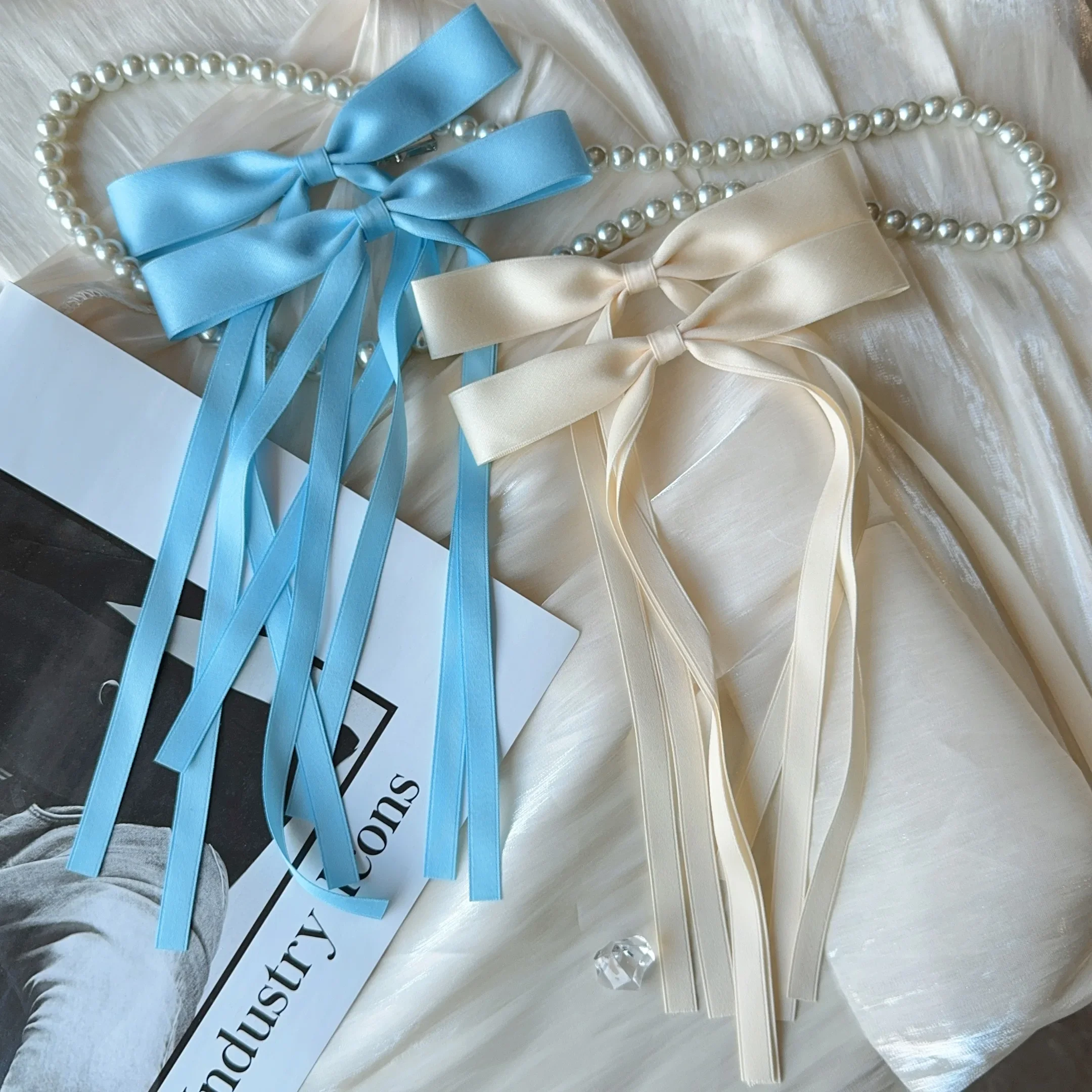 Neue farbige Satinband-Haarspangen, unverzichtbar für geflochtene Haarschleifen für Mädchen, modische lange Quasten-Haarspangen für Damen, Accessoires – Detail 10