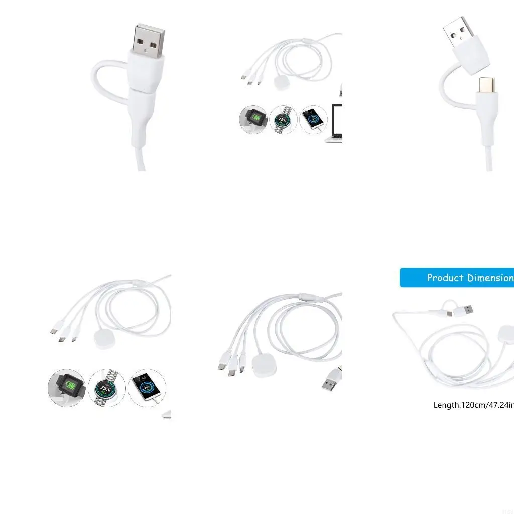 193A 4 in 1 Multi Charging Cable for Multiple Devices, USB+Type C to USB