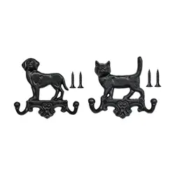 Nordic Cast Iron Wall Hook Retro Hanging Decor Vintage Animal Shape Outdoor Key Hook Garage Holder Utility Hook Double Hook