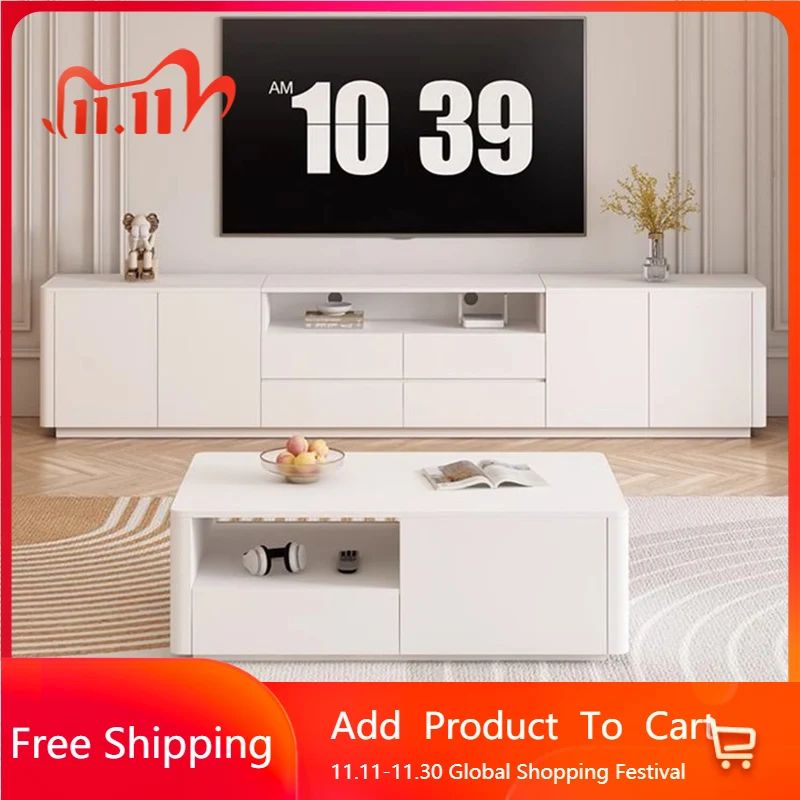 

Storage White Tv Stands Living Room Mobile Modern Luxury Display Drawers Designer Tv Table Universal Muebles Trendy Furniture