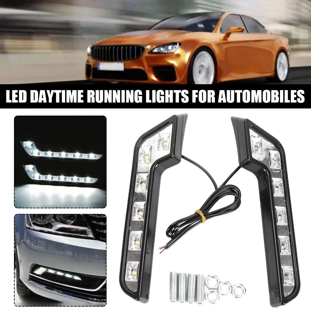 1 set Universal LED Car Daytime Running Light 6LED 12V L-shaped DRL White Light 660LM Waterproof Driving Fog Lights Accessories view 4