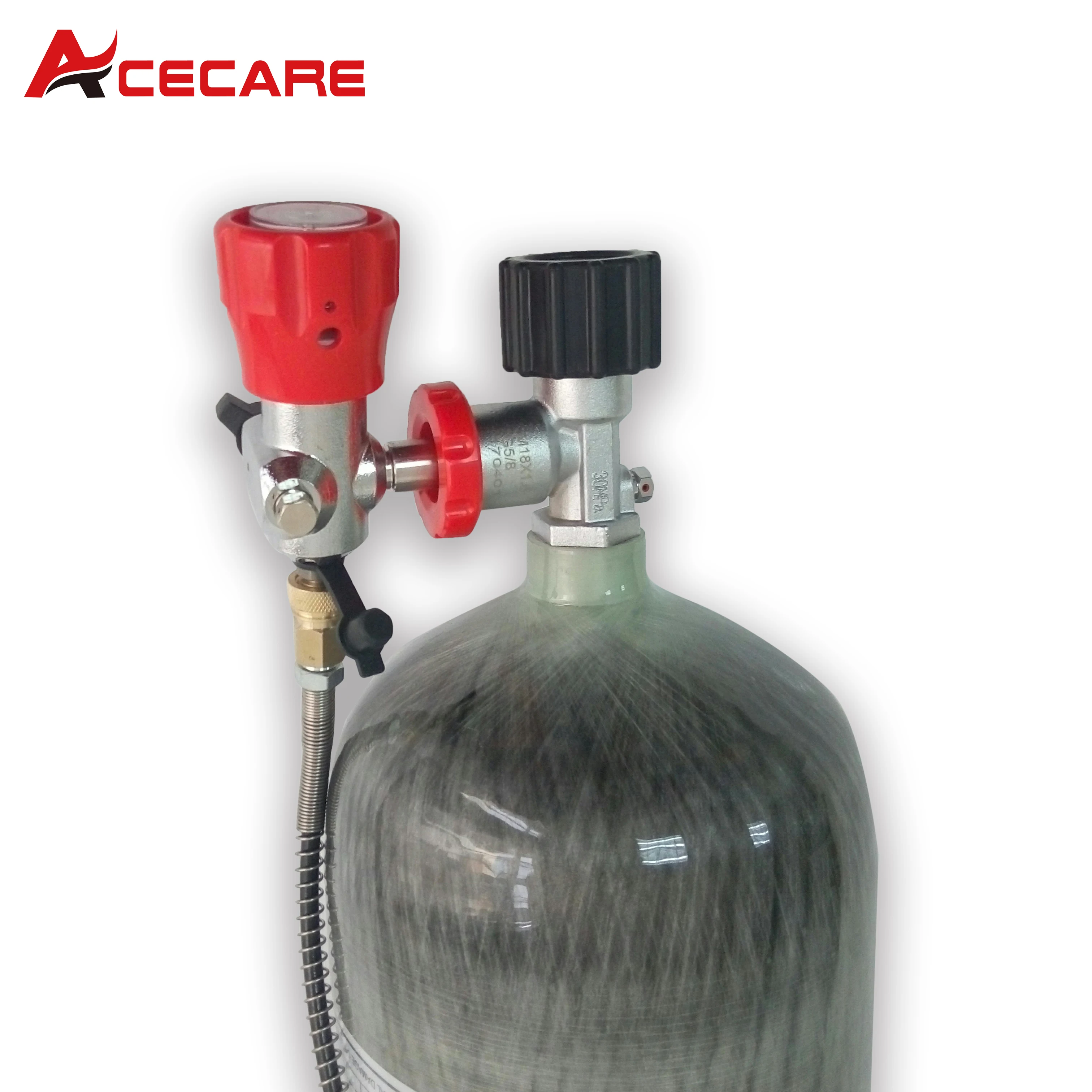 Acecare-cilindro de fibra de carbono 9L CE 300Bar 4500psi, con medidor normal y estación de llenado para buceo