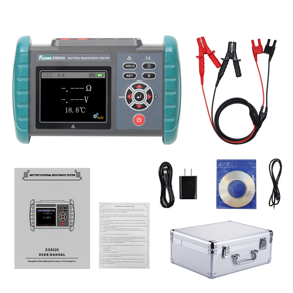 Digital ES8020 Li-ion /lead Acid Battery Internal Resistance Voltage Temperature ESR Tester/meter to Check  Battery Condition