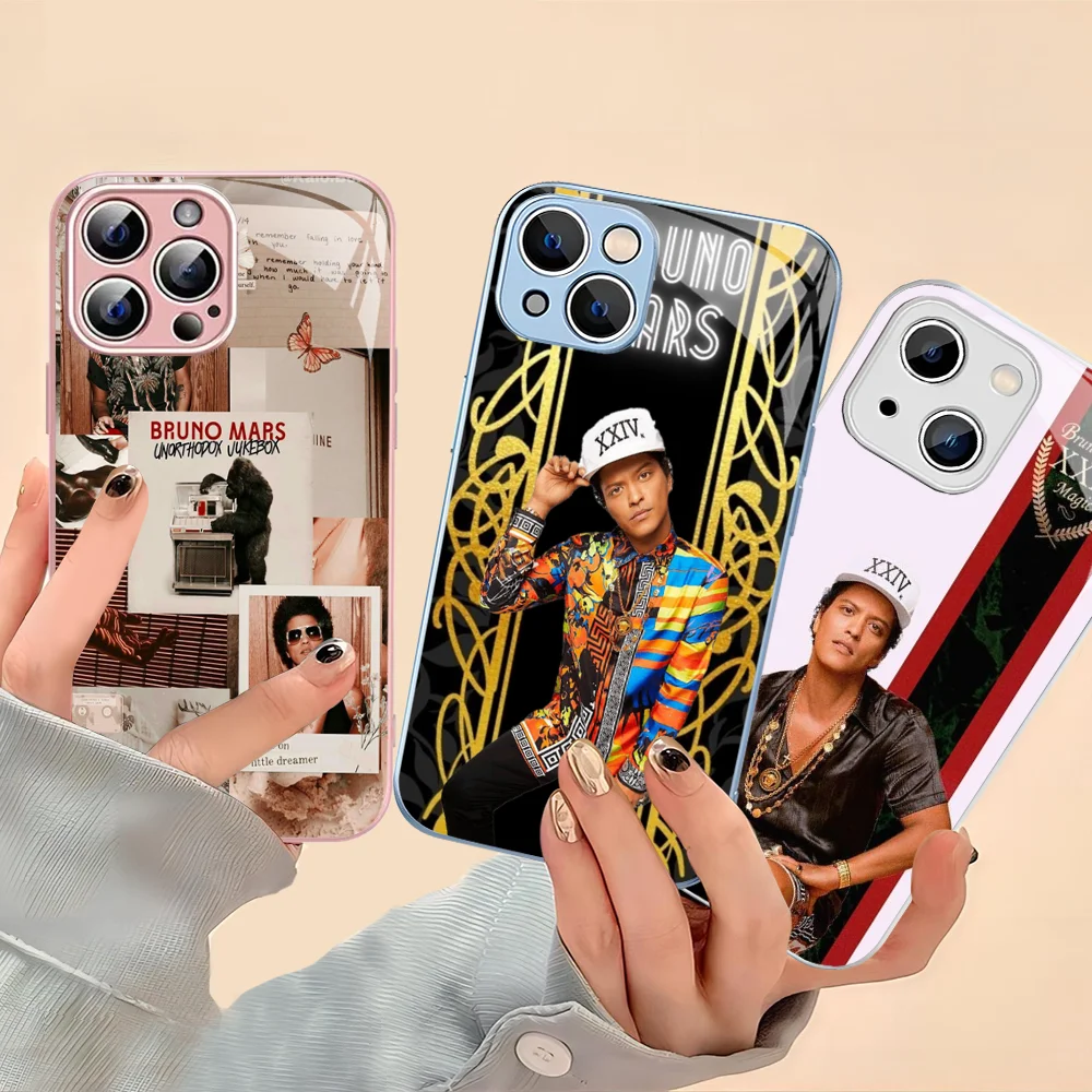 

Singer Bruno Mars Phone Case Tempered Glass For iphone 14 13 12 11 Pro Mini XS MAX 14Plus X XS XR Cover