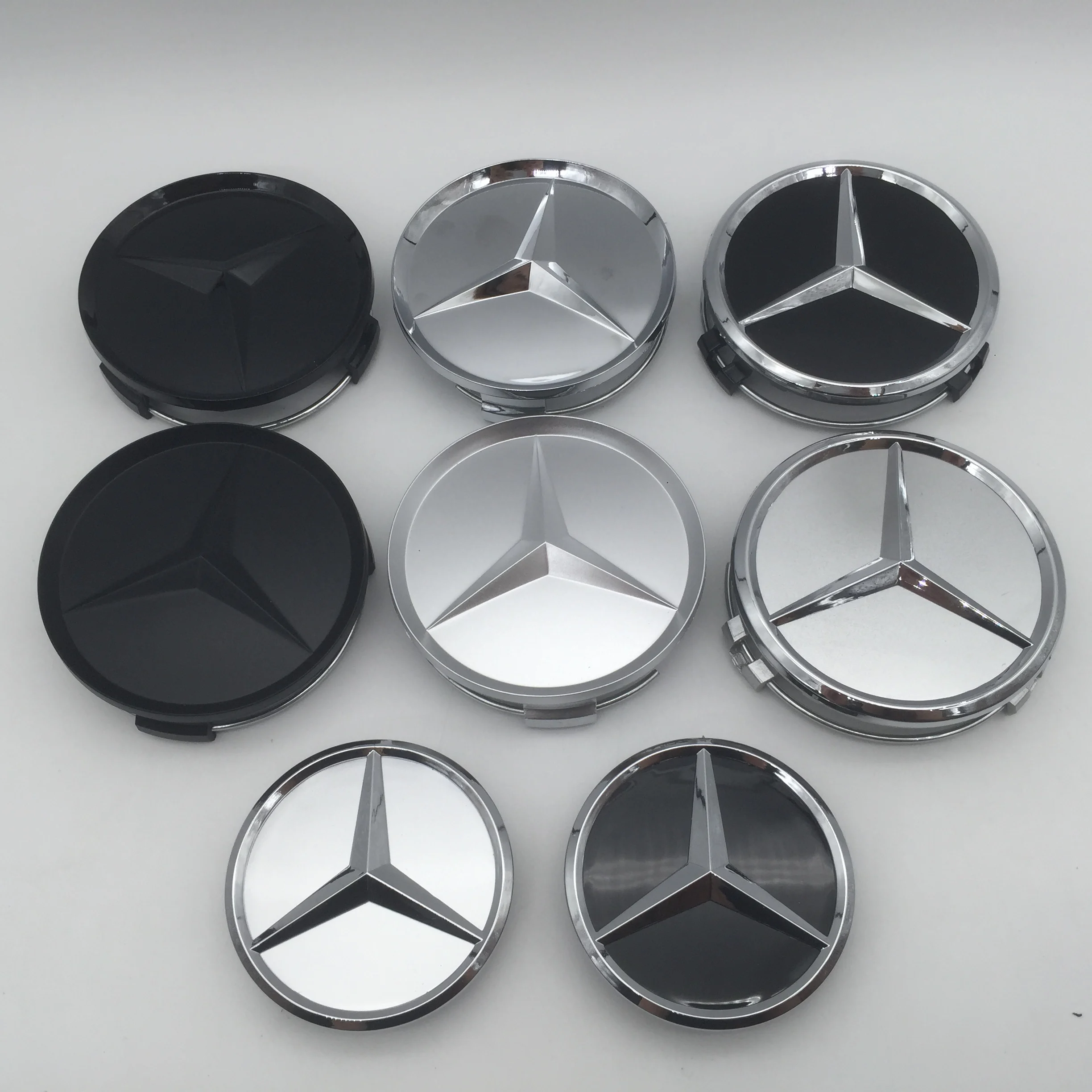 4pcs 3D new 60mm 75mm For Mercedes Benz Car emblem Wheel hub Center Cap Badge covers sticker Decals Styling accessories