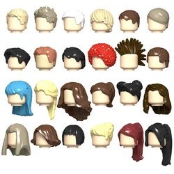 1pcs City Figures Hair Building Blocks Character Head Parts Man Woman Girl Boy Head Brown Black Hairstyle DIY Bricks Kids Toys