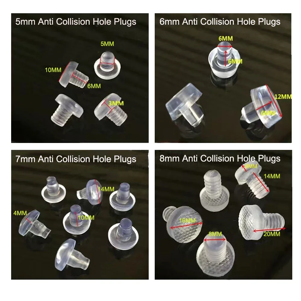 10/20/50Pcs Transparent Plastic Anti Collision Hole Plugs 5mm~8mm Foot Pad Fasteners Screws Door Bumper Furniture Accessories