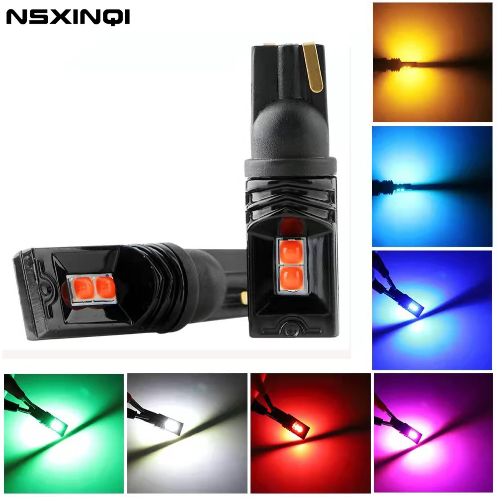 

NSXINQI 2pcs DC12V T10 LED Car Light Bulb Canbus W5W 3030 4SMD Auto Automotive Wedge Clearance License Plate Door Lights