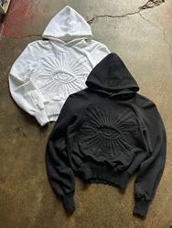 Y2K Hoodie Devil's Eye Embroidery Pattern Oversized Hoodie Pullover Men's Women's Harajuku Gothic Tops Hip Hop Streetwear anime