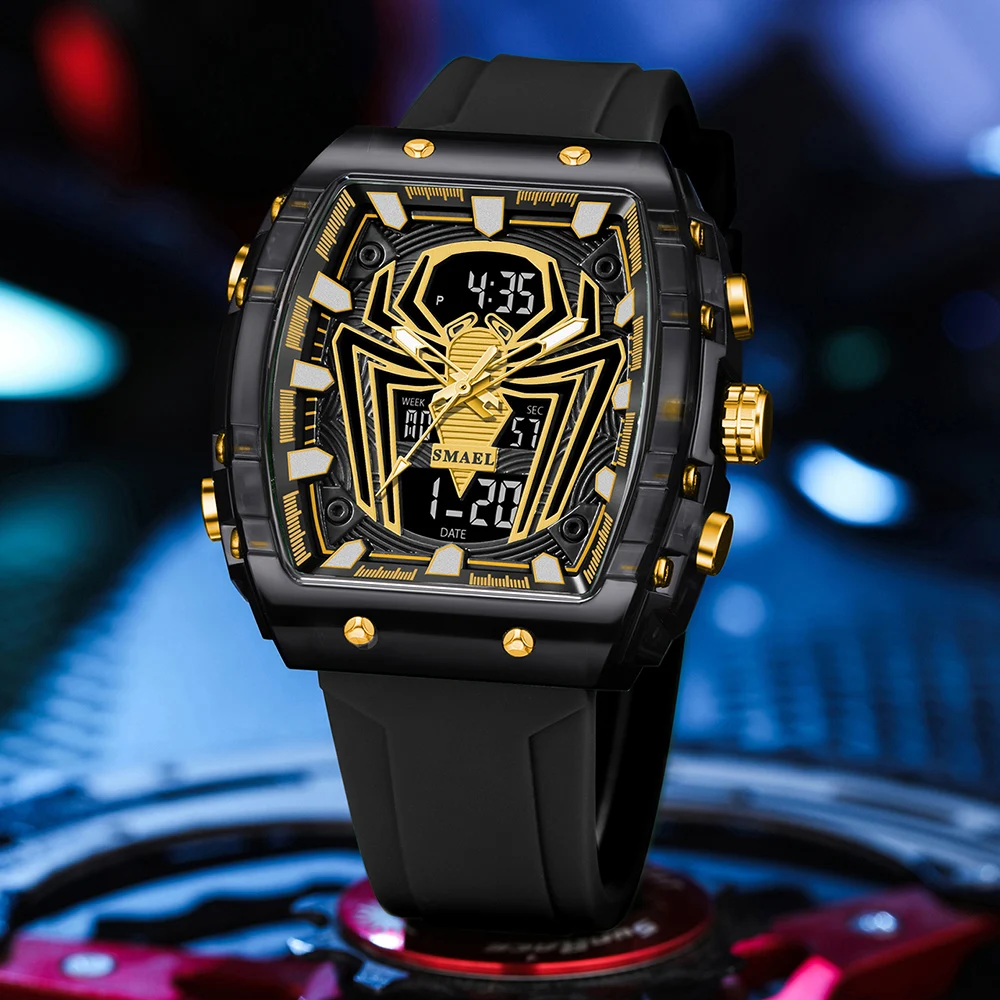 SMAEL 8116 New Men's Watch Multifunctional Sports Waterproof Dual Display LED Night Light Leisure Student Electronic Watch Male
