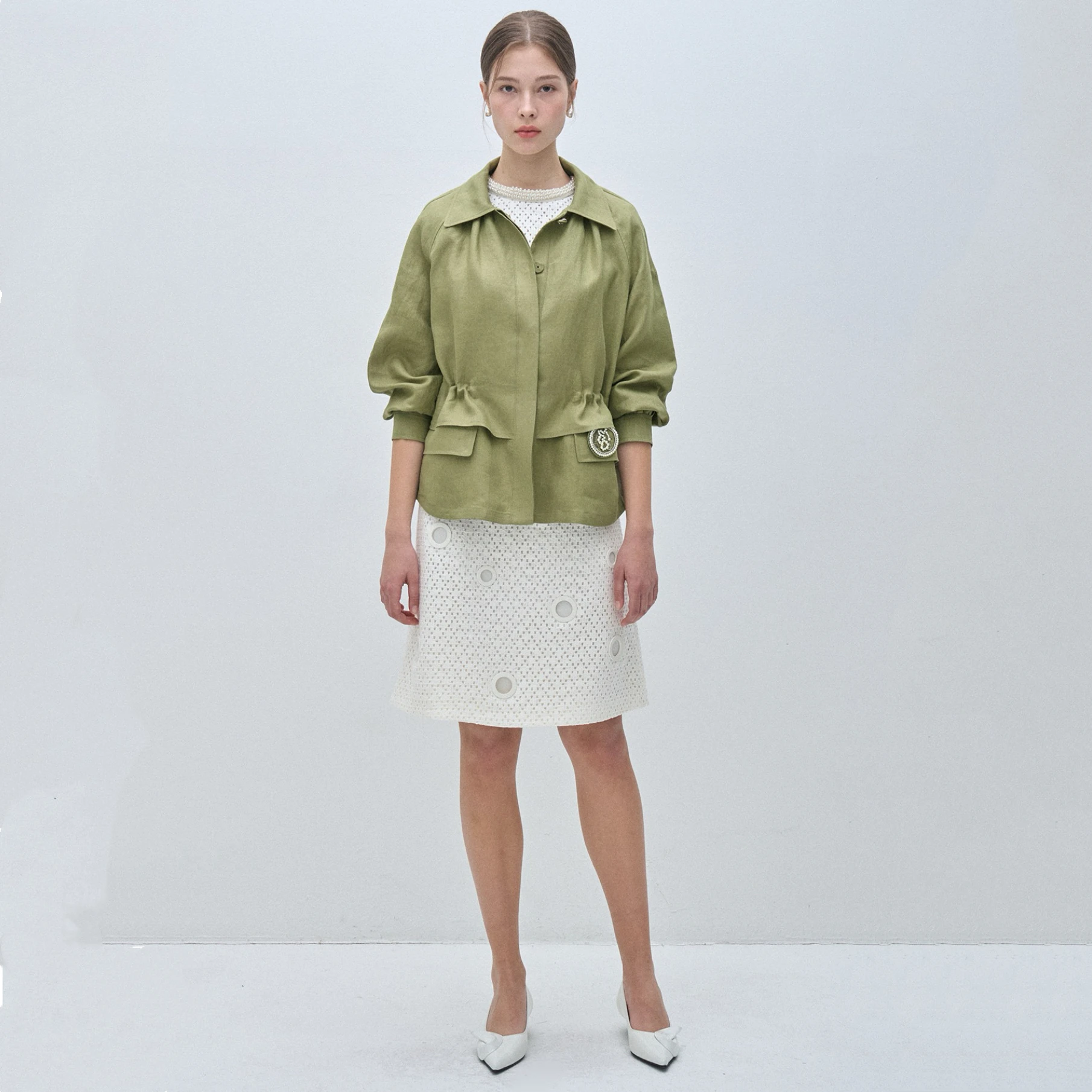 

Lemon Cheese M*NE Summer Casual Collar 00% Linen Windbreaker Jaet Versatile Slimming Outerwear Ladies' irt