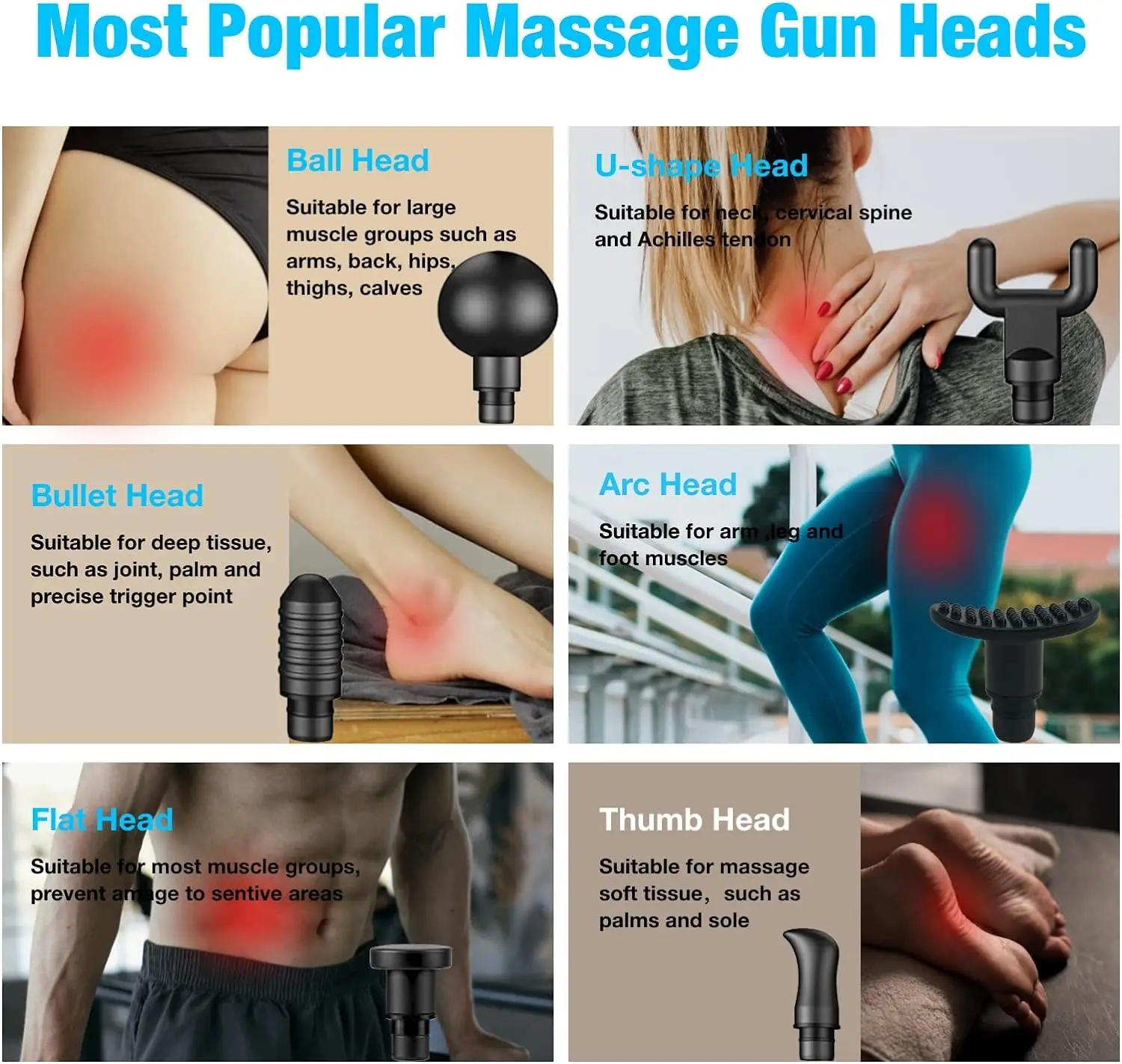 Massage Gun Heads Replaceable Massager Attachment 15 Different Muscle Heads For Deep Tissue Muscle Massage Gun Accessories