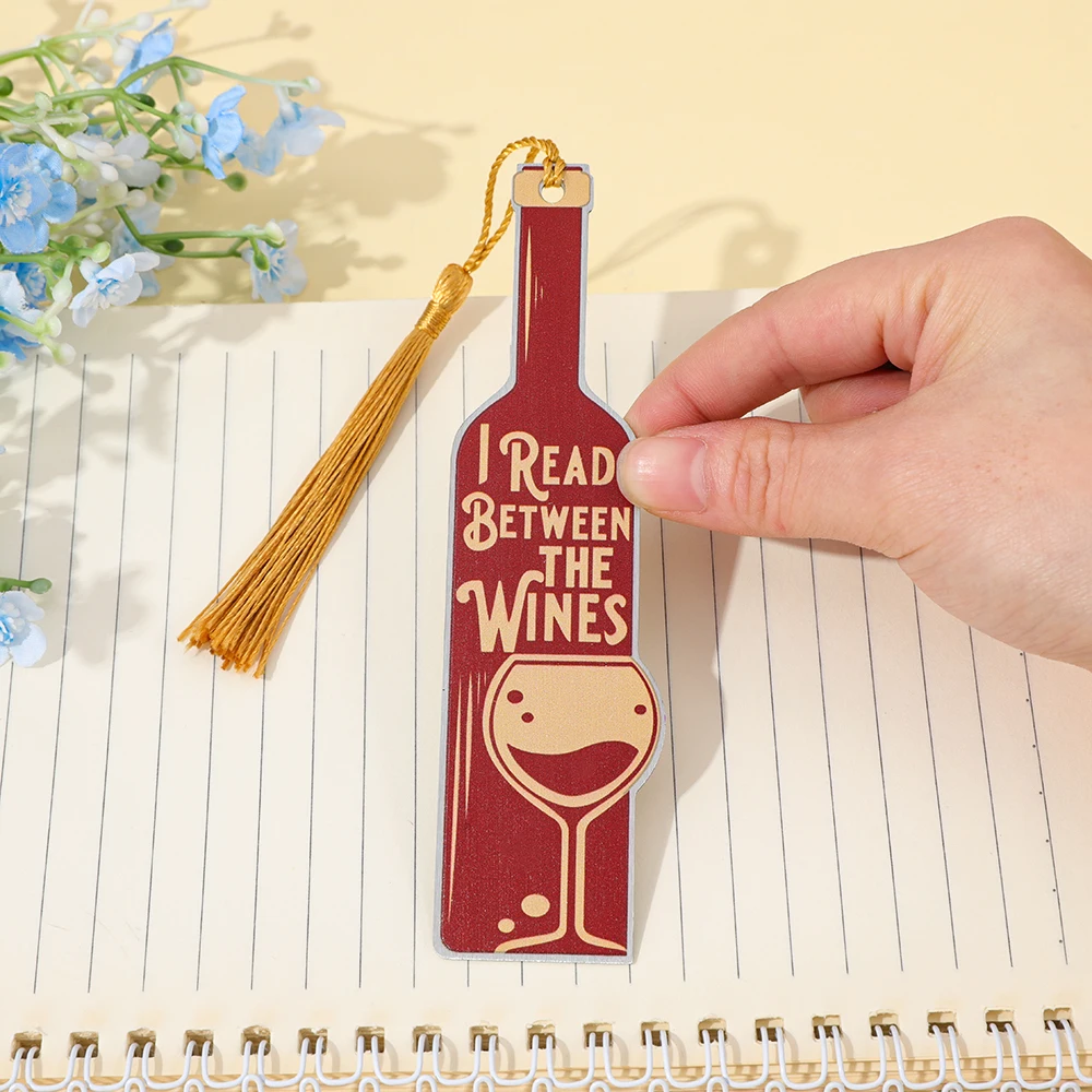 Wine Stainless Steel Bookmark Book Lover Book Accessory with Yellow Tassel Birthday Gift for a Friend