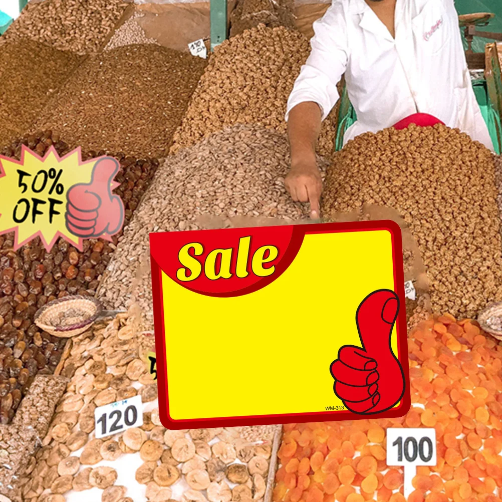 

50Pcs Advertising Tags Paper Long Service Time Eye-Catching Price Signs for Shops Promotional Price Signs