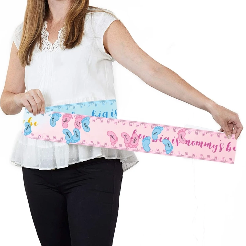 How Big is Moms Belly Mommy's Belly Measuring Tape & 12 Stickers for Baby-Shower