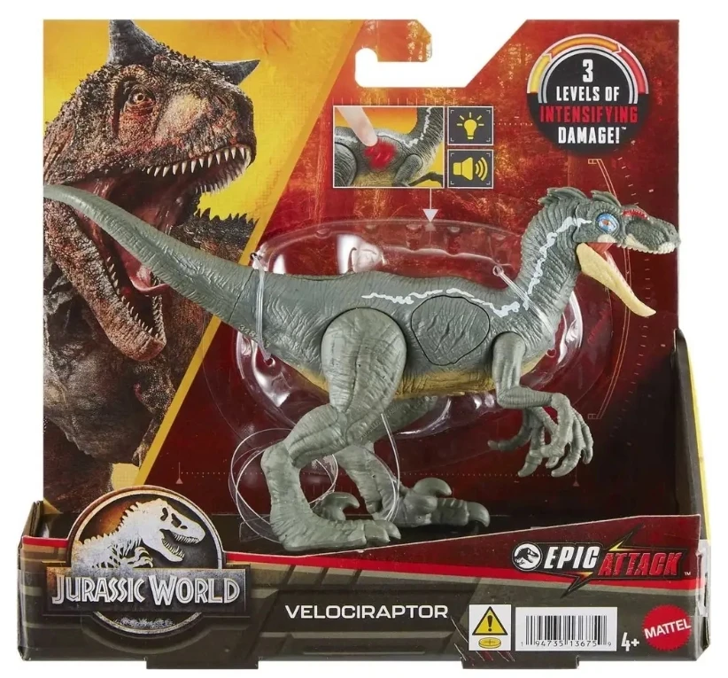 Mattel Jurassic world Epic Damage Series Dinosaur model   Velociraptor Dilophosaurus  Carnotaur Crash  Attack Ford Explorer us