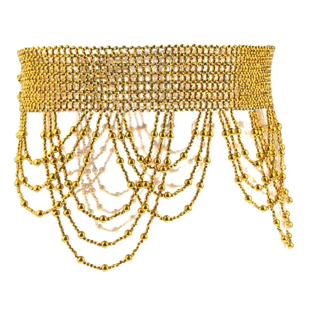 Belly Dance Waist Chain Belt with Rhinestone Tassel Hip Scarf Coin for Arabic Dance Skirt Costumes