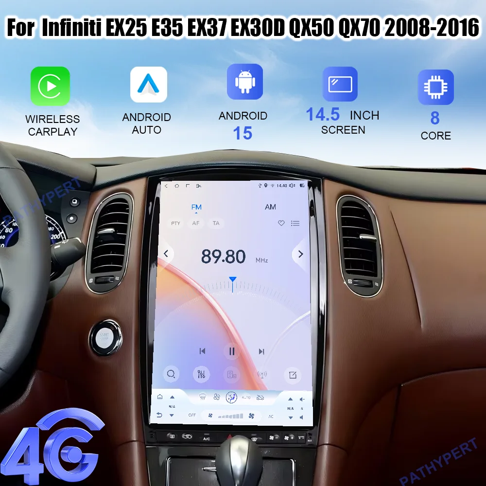 

Android 15 For Infiniti EX25 E35 EX37 EX30D QX50 QX70 2008-2016 14.5" Car Multimedia Player Screen Radio Carplay GPS Navigation